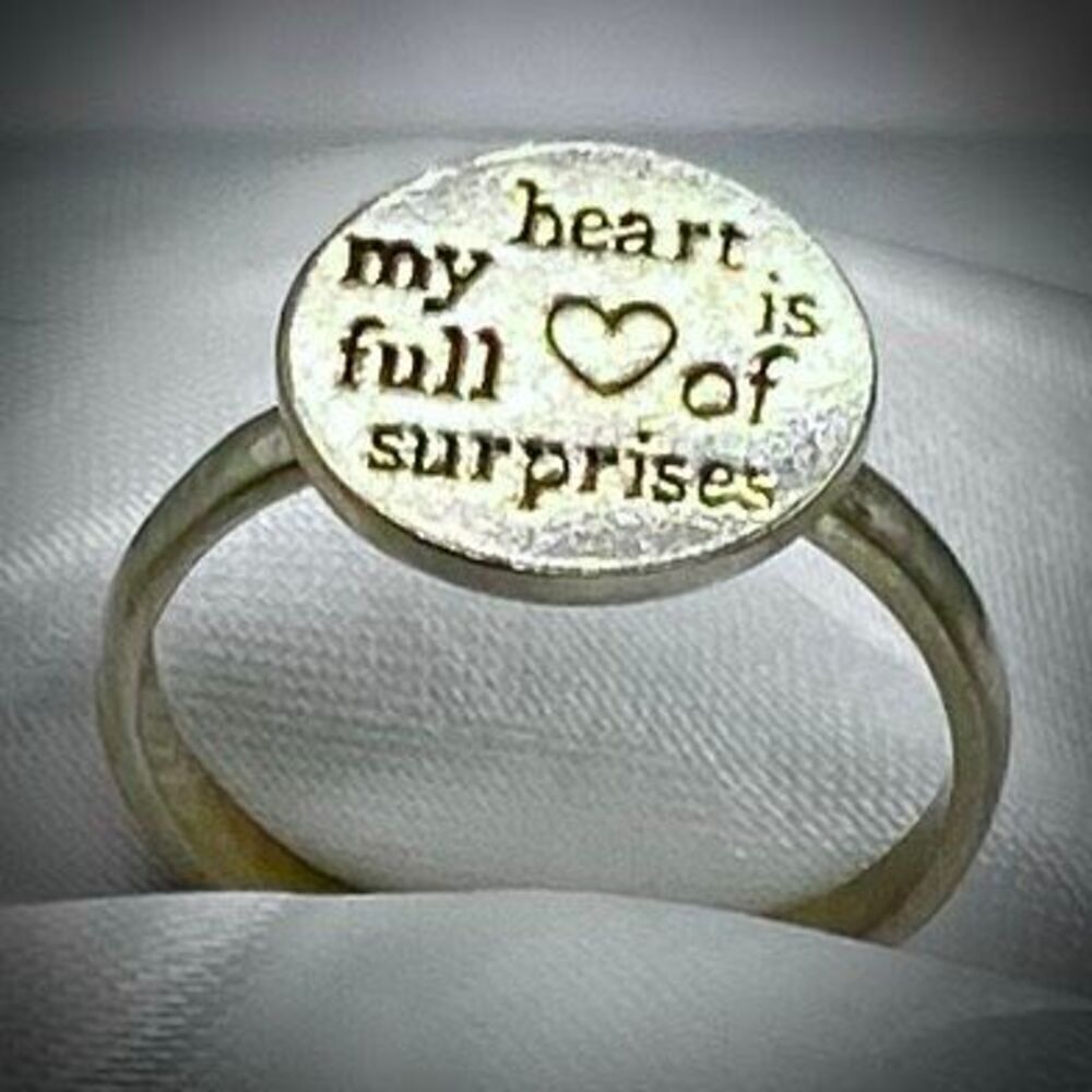 AFN# Sterling Silver “My heart is full of Surprises” Sz 8 Ring